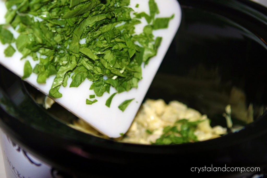 add chopped spinach to crockpot