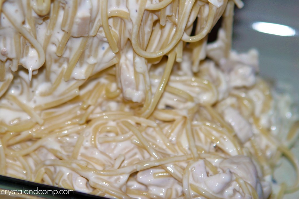 add noddle mixture to pan