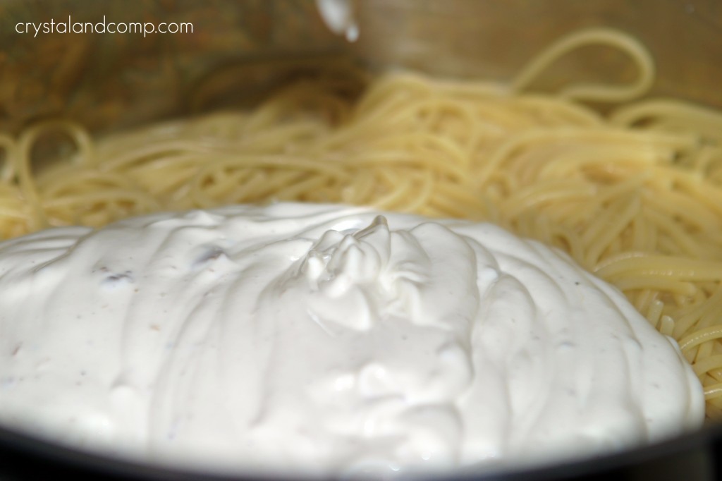add soup mixture to noodles