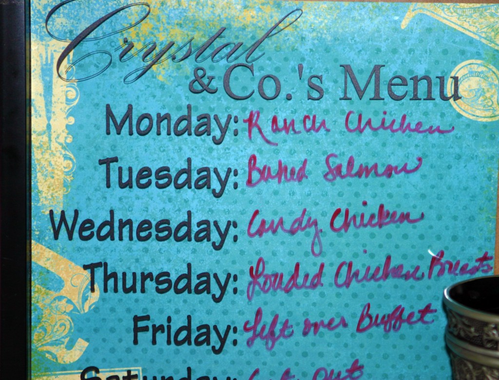 framed menu display
