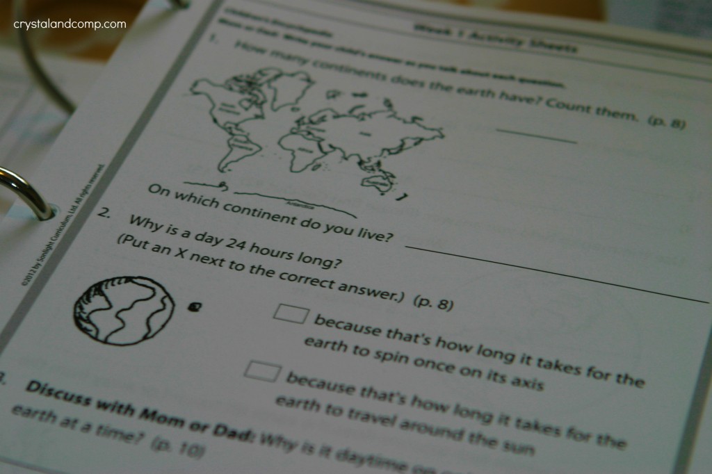 science worksheet sonlight