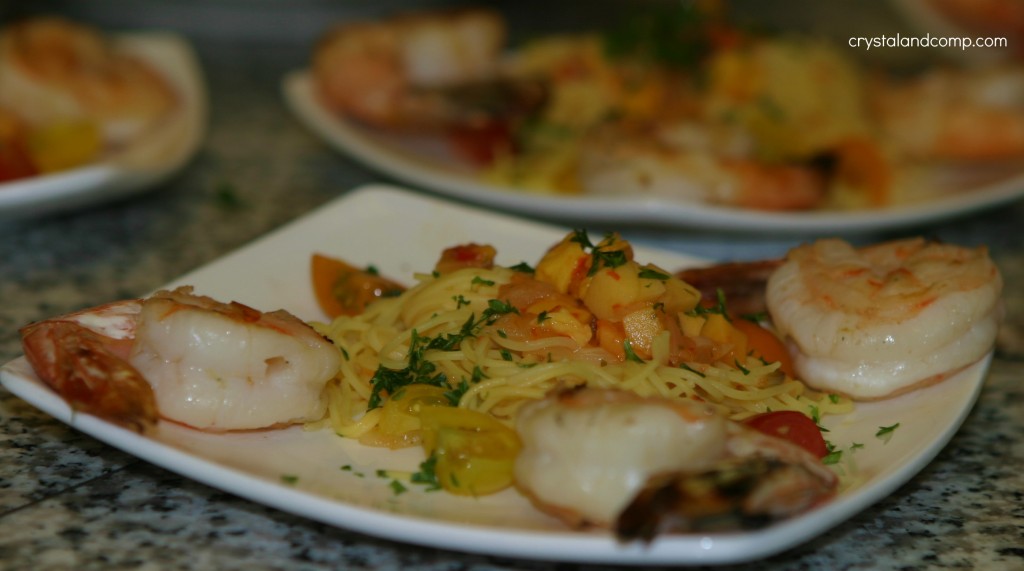 shrimp salsa angel hair pasta #whollysalsa