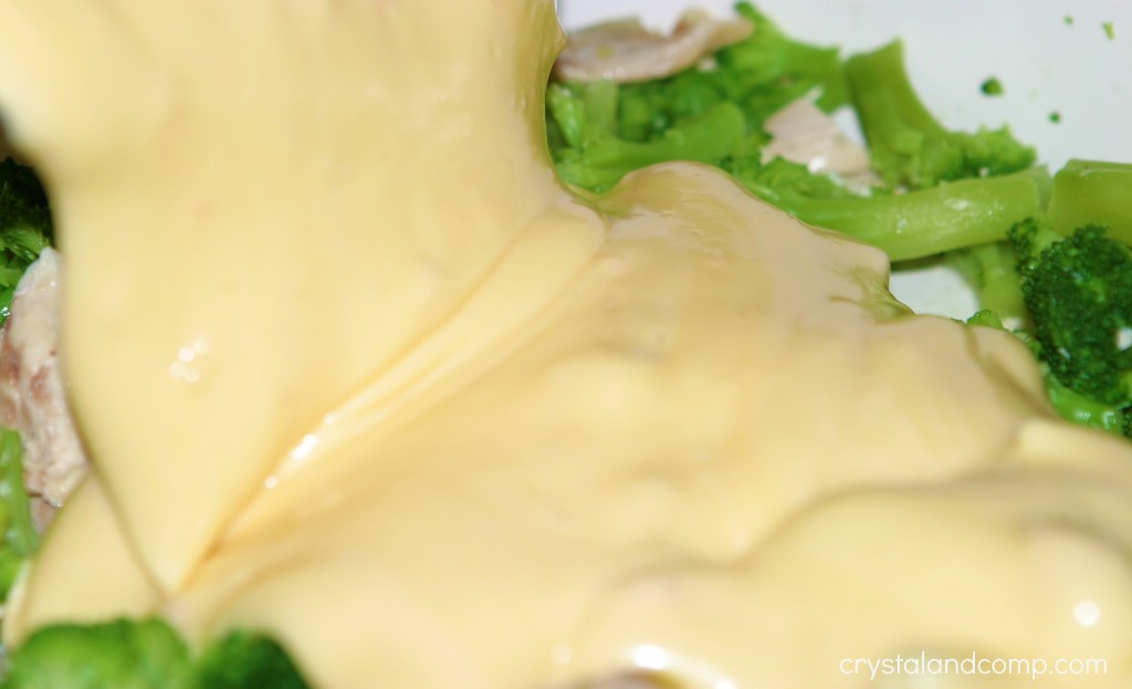 pour soup mixture over chicken