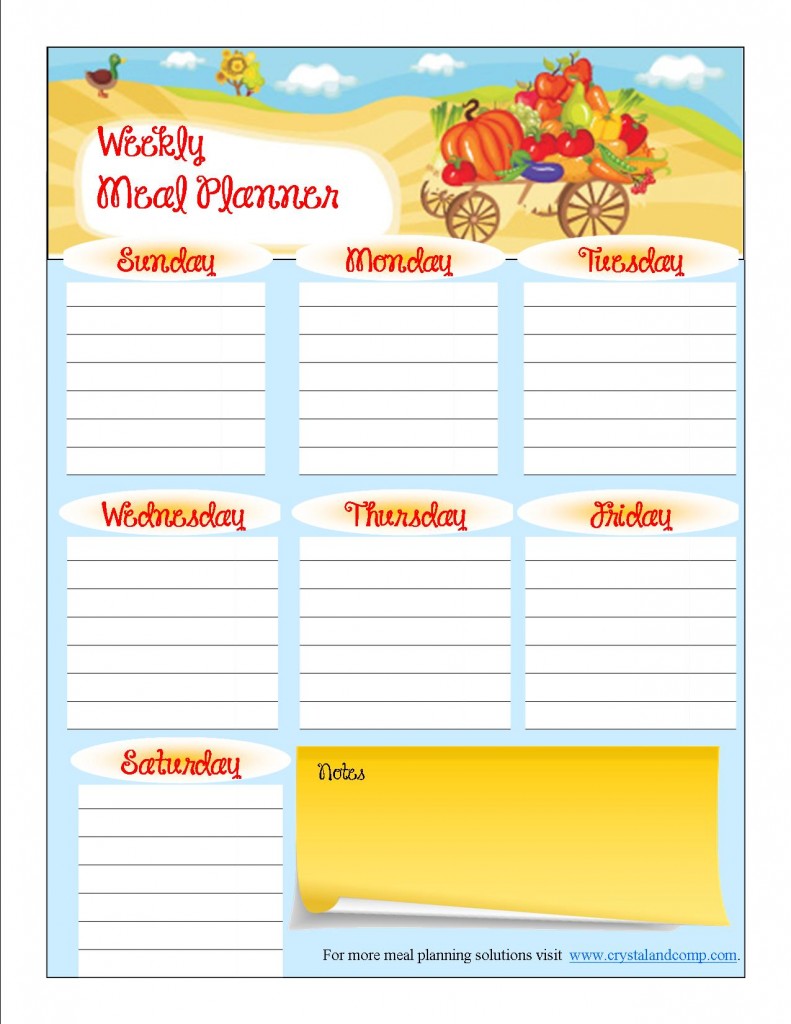 free printable meal planner October 2013