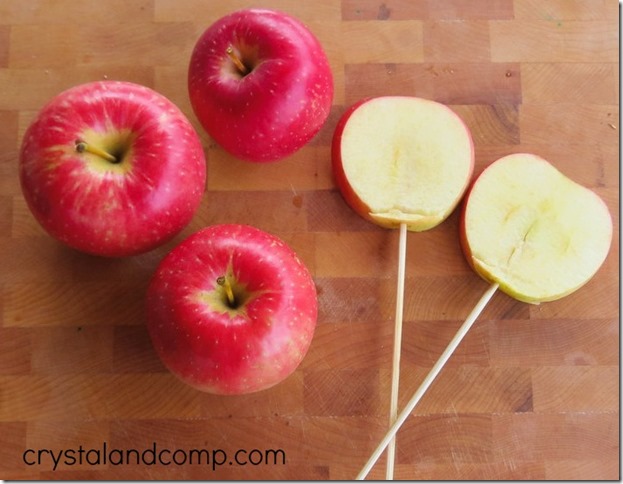 letter of the week snack ideas: l is for lollipop (a healthy apple lollipop) 